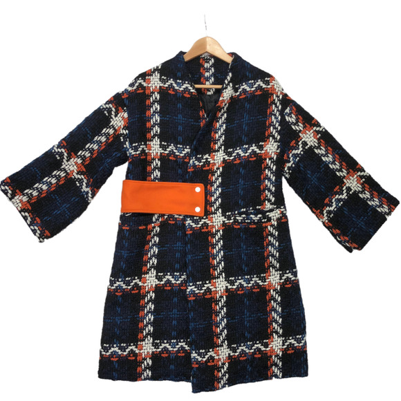 Souk & Sepia Womens Size XS Ennerdale Coat Jacket Blue Orange Abstract - Picture 1 of 8